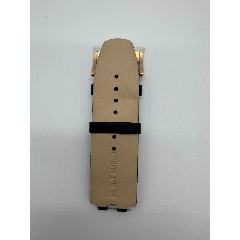 Versace Black Leather Watch Strap Gold Buckle Embossed Baroque Replacement Band